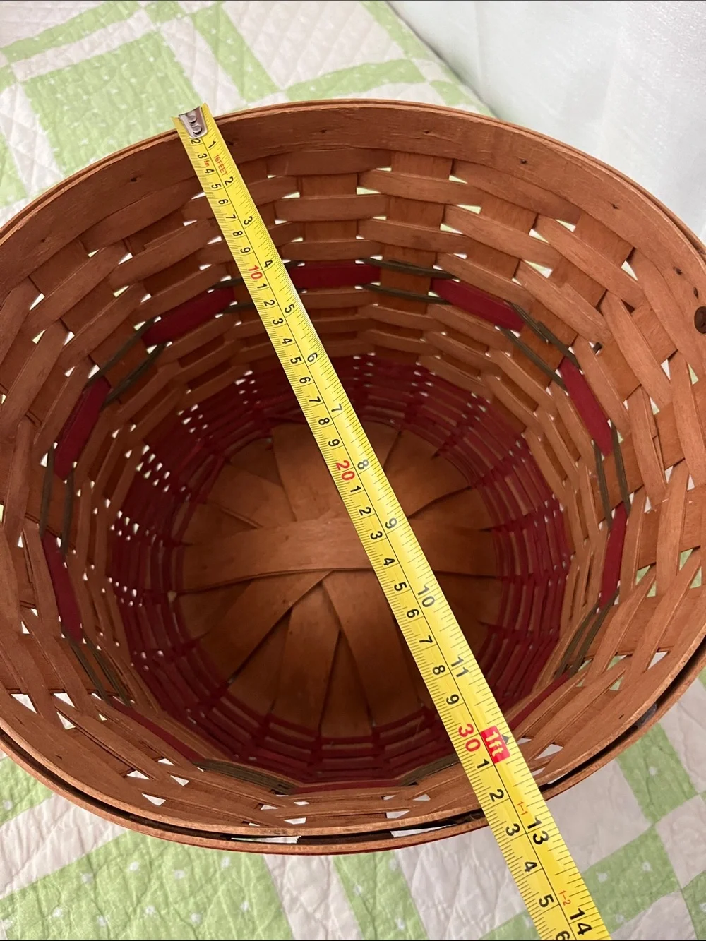 Longaberger Brown and Red Apple Handwoven Basket with Handle